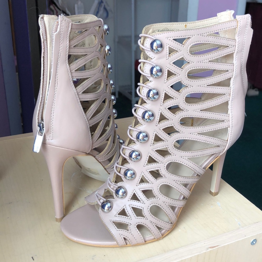 3 in, open-toed, Light Pink Stiletto Heels